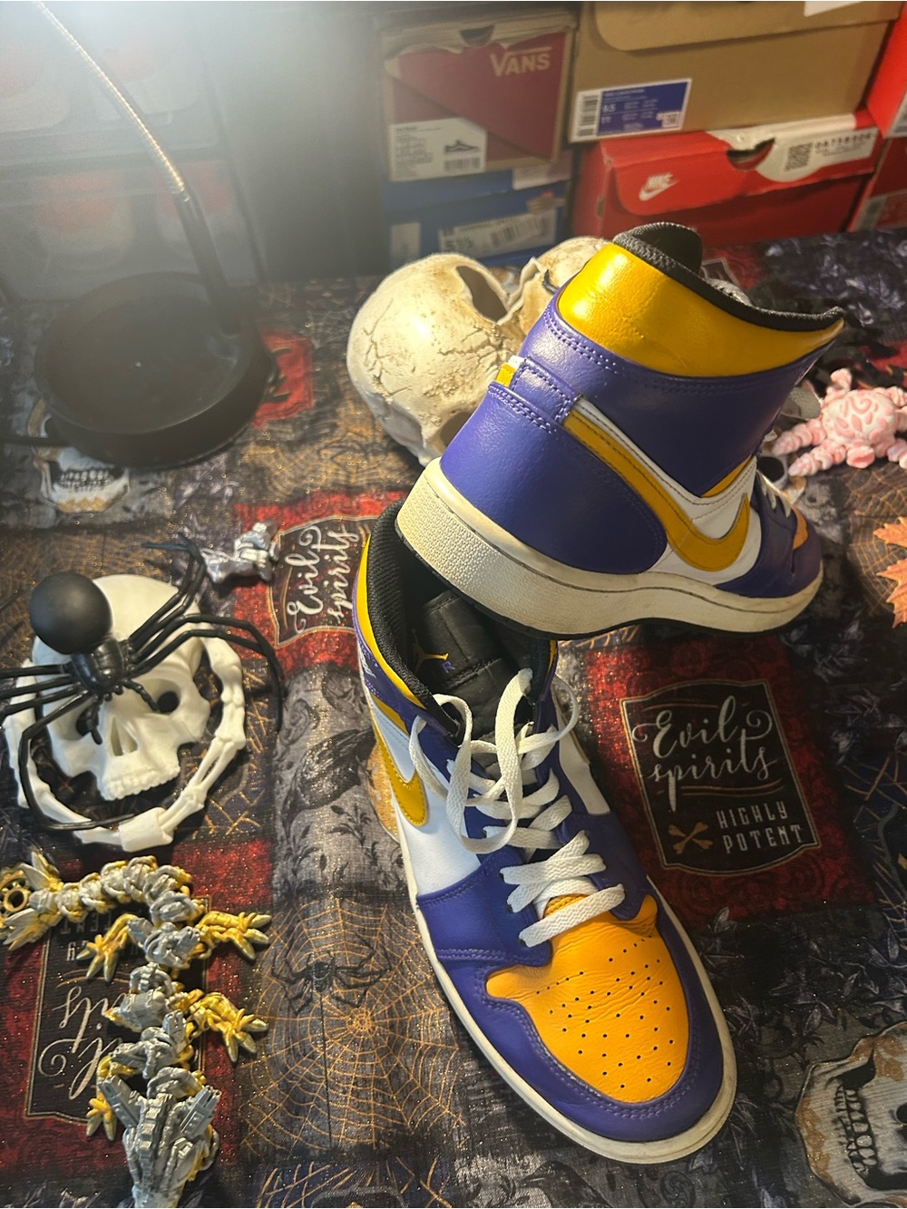 Nike High-Top Sneakers in Purple, Yellow, White
